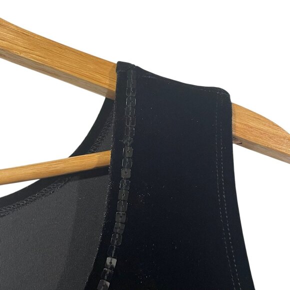 Quacker Factory Womens Black Velvet Tank Top Sequin Embellished Neck M Holiday - Picture 4 of 6